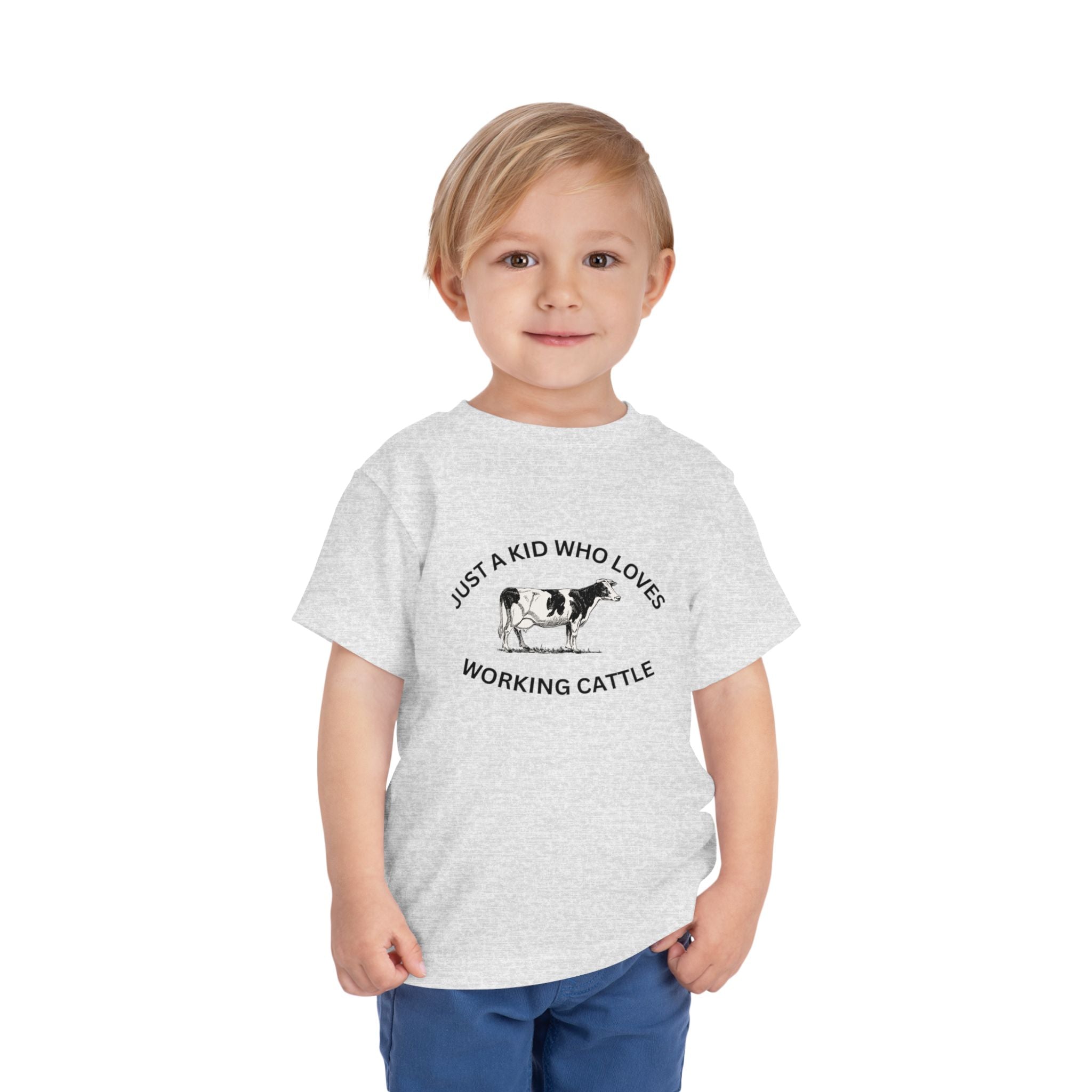 Kid's Cow Lover Toddler Tee - "Just a Kid Who Loves Working Cattle"