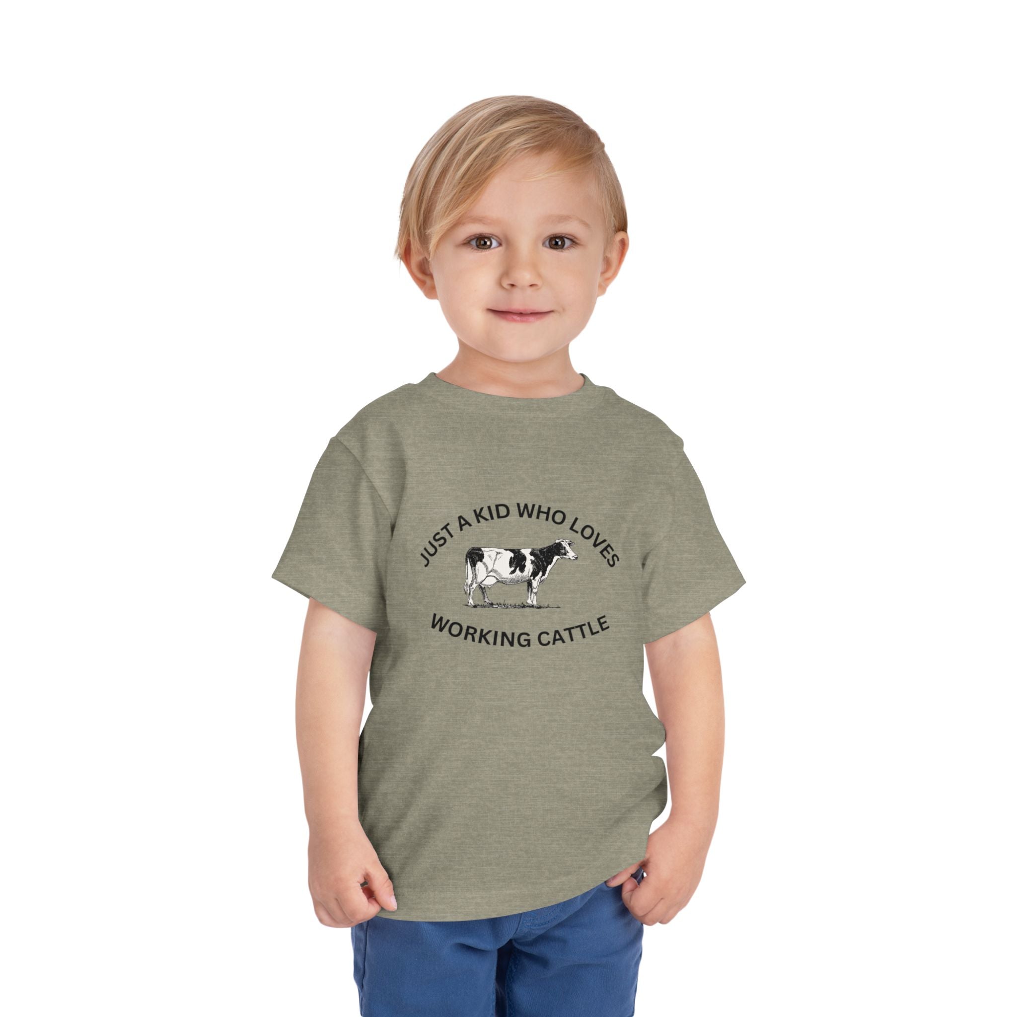 Kid's Cow Lover Toddler Tee - "Just a Kid Who Loves Working Cattle"