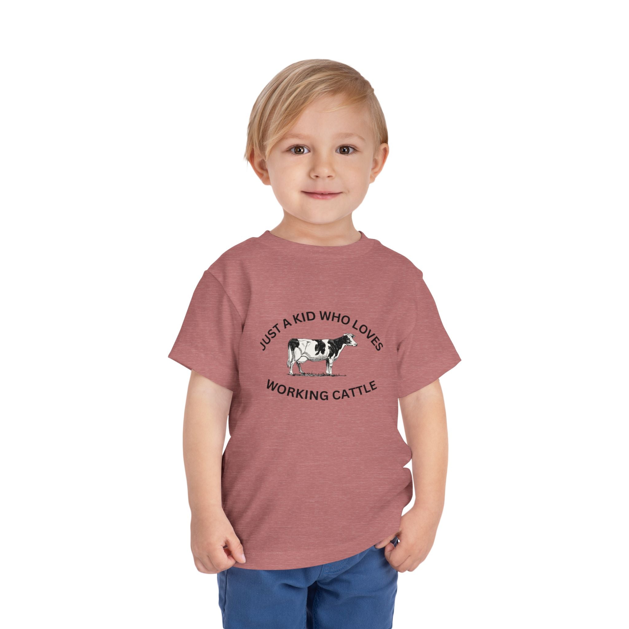Kid's Cow Lover Toddler Tee - "Just a Kid Who Loves Working Cattle"
