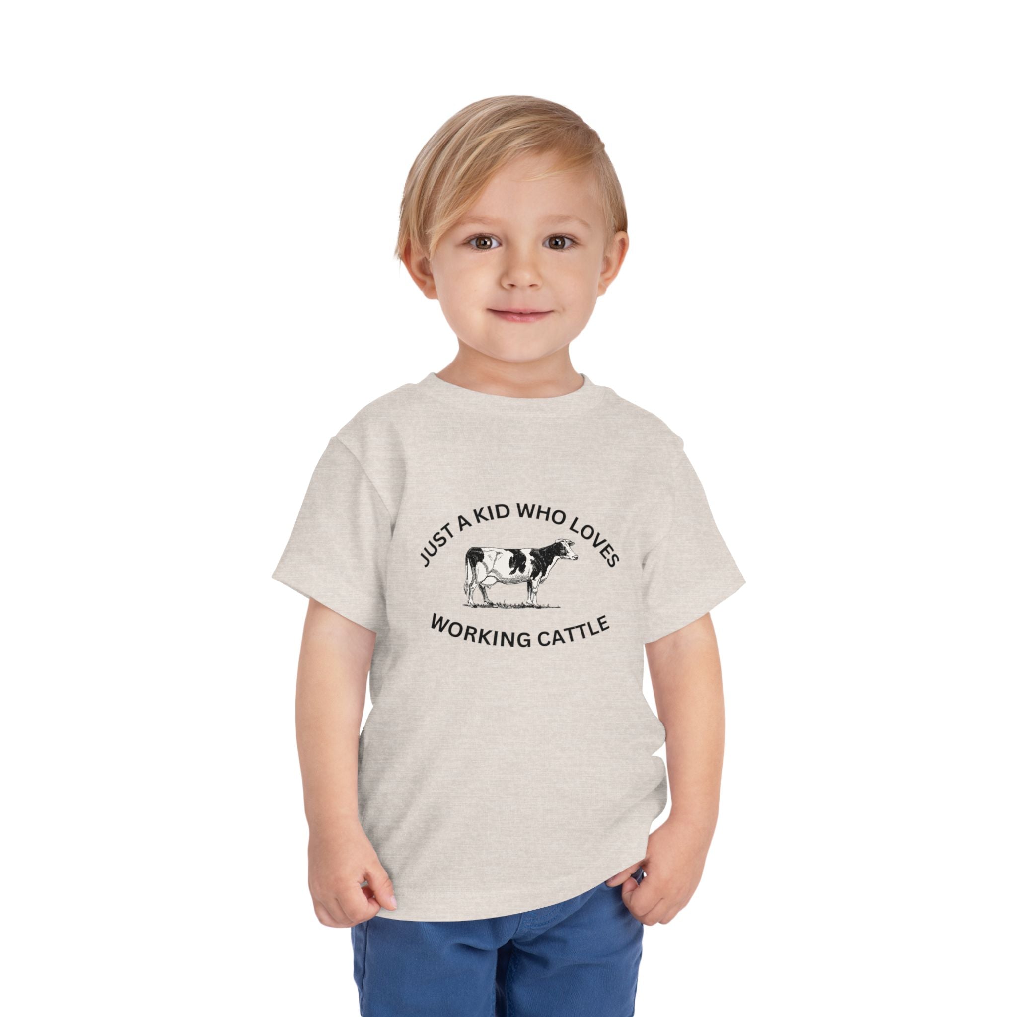 Kid's Cow Lover Toddler Tee - "Just a Kid Who Loves Working Cattle"