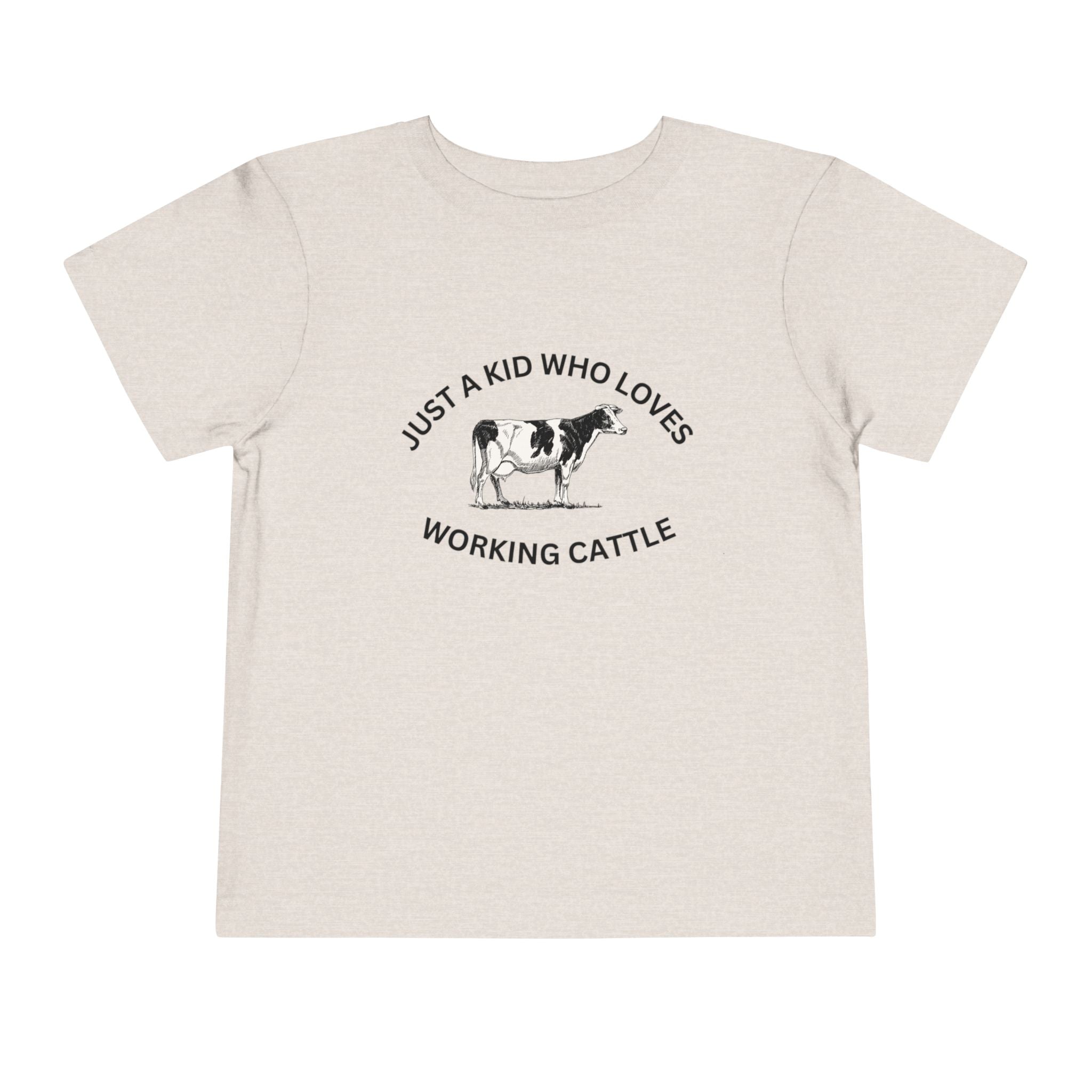 Kid's Cow Lover Toddler Tee - "Just a Kid Who Loves Working Cattle"