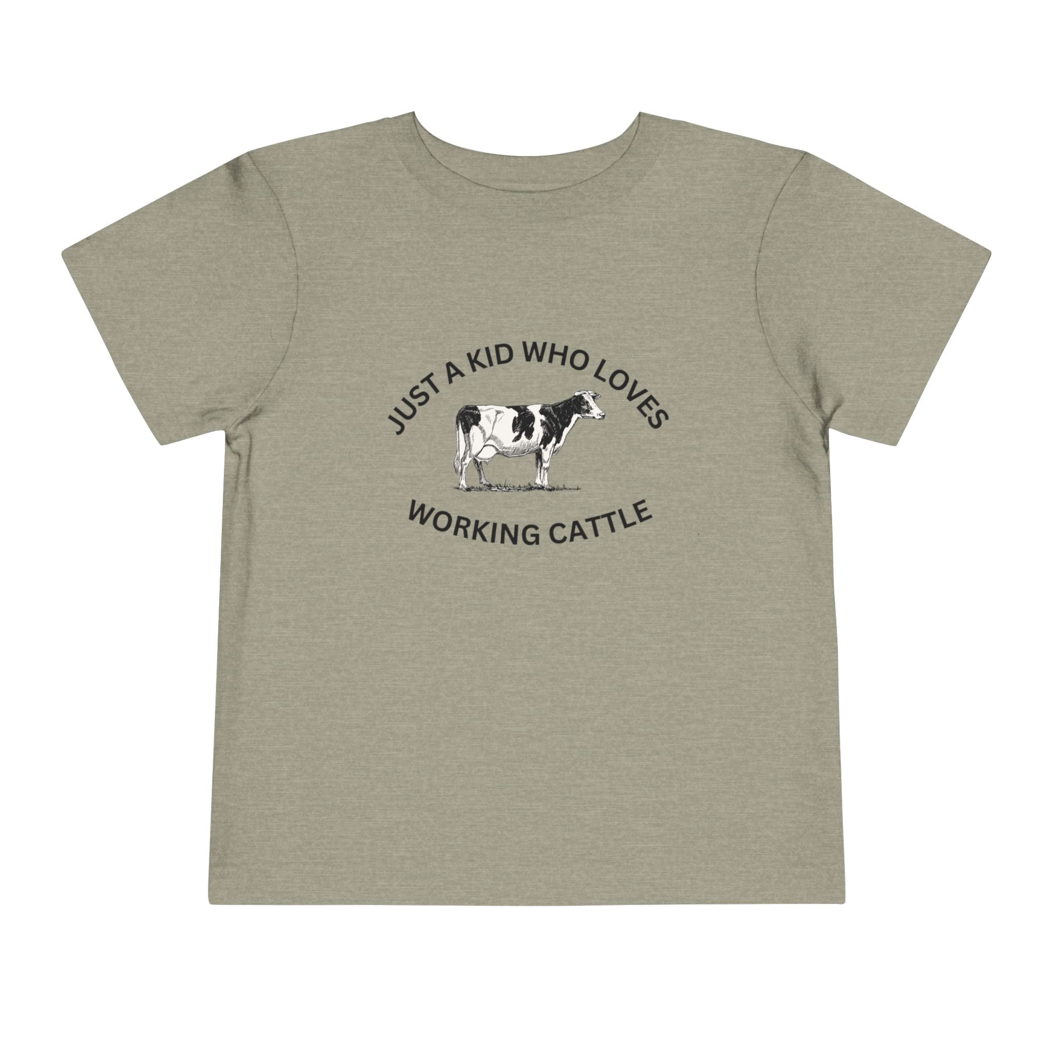 Kid's Cow Lover Toddler Tee - "Just a Kid Who Loves Working Cattle"