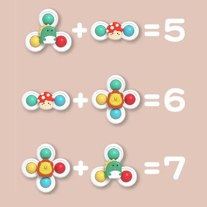 3PCS Suction Cup Spinner Bath Toys For Kids Sensory Stress Relief Spinning Educational Toys Baby Rotating Rattle Fidget Gifts 360° Spinning Action - product feature